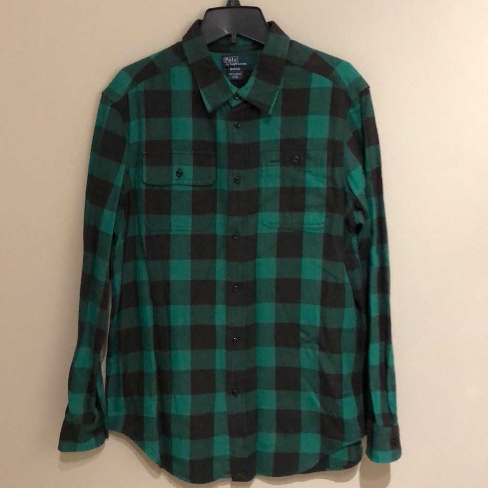 Green buffalo plaid woven